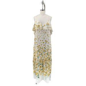 19968 NEW Zara Floral Maxi Dress White Yellow size Medium bohemian summer beach